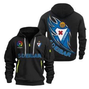 Eibar Laliga Hoodie Half Zipper LALIGA0101102518, Gift For Fan Eibar - Black