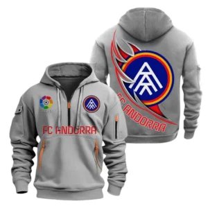 FC Andorra Laliga Hoodie Half Zipper LALIGA0101102523, Gift For Fan FC Andorra - Grey