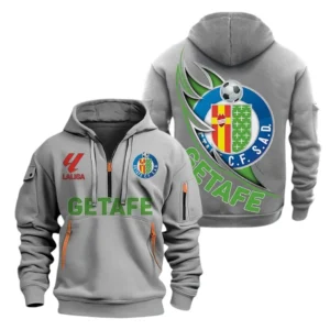 Getafe Laliga Hoodie Half Zipper LALIGA0101102524, Gift For Fan Getafe - Grey