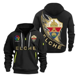 Elche Laliga Hoodie Half Zipper LALIGA0101102528, Gift For Fan Elche - Black