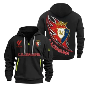 Osasuna Laliga Hoodie Half Zipper LALIGA0101102535, Gift For Fan Osasuna - Black