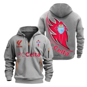 Celta Vigo Laliga Hoodie Half Zipper LALIGA0101102541, Gift For Fan Celta Vigo - Grey