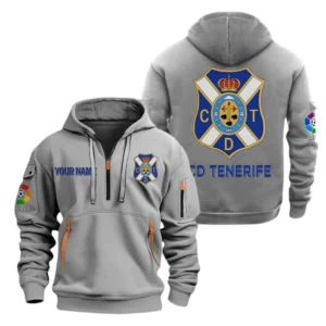 Tenerife La Liga Hoodie Half Zipper LALIGA1001152511, Gift For Fan Tenerife - Grey