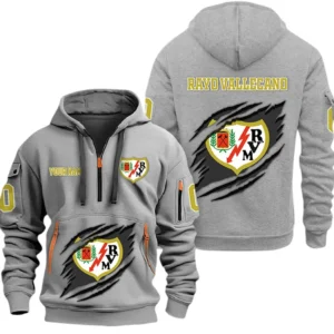 Rayo Vallecano La Liga Hoodie Half Zipper LALIGA2301212505, Gift For Fan Rayo Vallecano - Grey