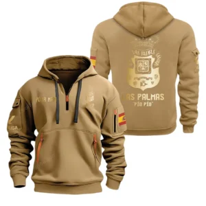 UD Las Palmas La Liga Hoodie Half Zipper LALIGA2801242503, Gift For Fan Las Palmas - Khaki