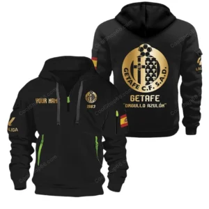 Getafe C.F La Liga Hoodie Half Zipper LALIGA2801242512, Gift For Fan Getafe - Black