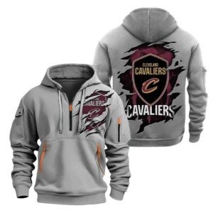 Cleveland Cavaliers Hoodie Half  Zipper NBA56180125011 - Gift For Fan Cleveland Cavaliers - Grey