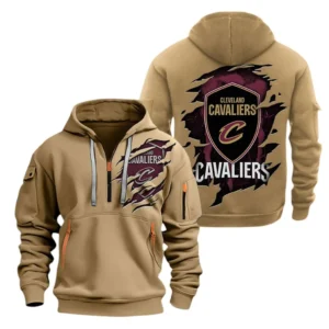 Cleveland Cavaliers Hoodie Half  Zipper NBA56180125011 - Gift For Fan Cleveland Cavaliers - Khaki
