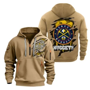 Denver Nuggets Hoodie Half  Zipper NBA56180125013 - Gift For Fan Denver Nuggets - Khaki