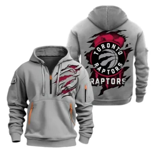Toronto Raptors Hoodie Half  Zipper NBA56180125014 - Gift For Fan Toronto Raptors - Grey