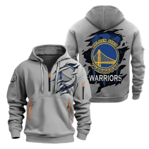 Golden State Warriors Hoodie Half  Zipper NBA56180125021 - Gift For Fan Golden State Warriors - Grey