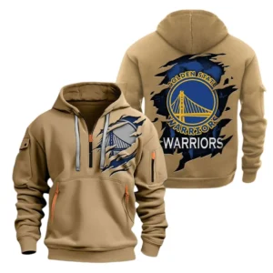 Golden State Warriors Hoodie Half  Zipper NBA56180125021 - Gift For Fan Golden State Warriors - Khaki