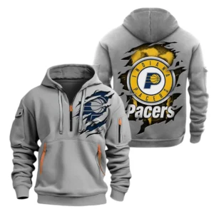 Indiana Pacers Hoodie Half  Zipper NBA56180125023 - Gift For Fan Indiana Pacers - Grey