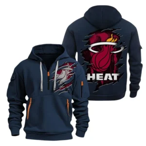 Miami Heat Hoodie Half  Zipper NBA56180125024 - Gift For Fan Miami Heat - Blue