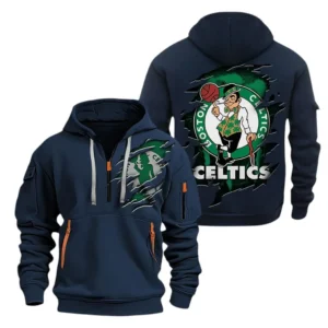 Boston Celtics Hoodie Half  Zipper NBA56180125027 - Gift For Fan Boston Celtics - Blue