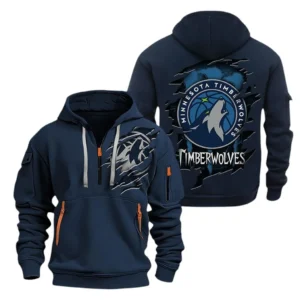 Minnesota Timberwolves Hoodie Half  Zipper NBA56180125028 - Gift For Fan Minnesota Timberwolves - Blue