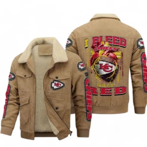 Kansas City Chiefs NFL Thickened Corduroy Jacket NFL38010625225, Gift For Fan Kansas City Chiefs - Khaki