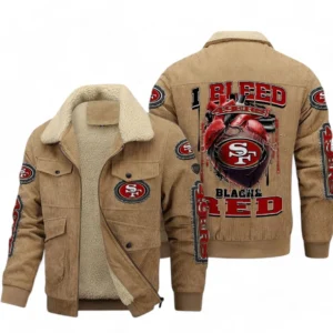 San Francisco 49ers NFL Thickened Corduroy Jacket NFL38010625226, Gift For Fan San Francisco 49ers - Khaki