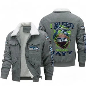 Seattle Seahawks NFL Thickened Corduroy Jacket NFL38010625227, Gift For Fan Seattle Seahawks - Gray