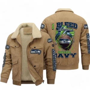 Seattle Seahawks NFL Thickened Corduroy Jacket NFL38010625227, Gift For Fan Seattle Seahawks - Khaki