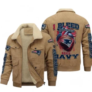 New England Patriots NFL Thickened Corduroy Jacket NFL38010625228, Gift For Fan New England Patriots - Khaki