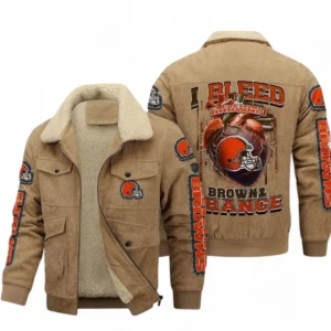 Cleveland Browns NFL Thickened Corduroy Jacket NFL38010625229, Gift For Fan Cleveland Browns - Khaki