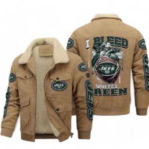 New York Jets NFL Thickened Corduroy Jacket NFL38010625230, Gift For Fan New York Jets - Khaki