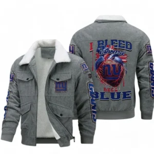 New York Giants NFL Thickened Corduroy Jacket NFL38010625231, Gift For Fan New York Giants - Gray