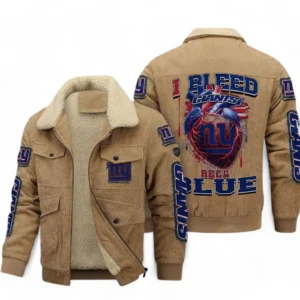 New York Giants NFL Thickened Corduroy Jacket NFL38010625231, Gift For Fan New York Giants - Khaki