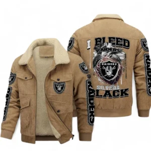 Las Vegas Raiders NFL Thickened Corduroy Jacket NFL38010625233, Gift For Fan Las Vegas Raiders - Khaki