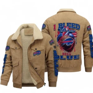 Buffalo Bills NFL Thickened Corduroy Jacket NFL38010625235, Gift For Fan Buffalo Bills - Khaki
