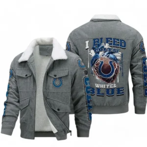 Indianapolis Colts NFL Thickened Corduroy Jacket NFL38010625251, Gift For Fan Indianapolis Colts - Gray