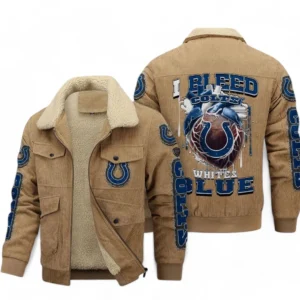 Indianapolis Colts NFL Thickened Corduroy Jacket NFL38010625251, Gift For Fan Indianapolis Colts - Khaki