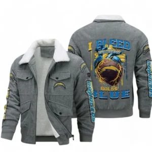 Los Angeles Chargers NFL Thickened Corduroy Jacket NFL38010625253, Gift For Fan Los Angeles Chargers - Gray