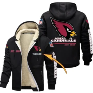 Arizona Cardinals NFL Lamb Fleece Thick Coat NFL44010725333, Gift For Fan Arizona Cardinals - Black