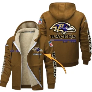 Baltimore Ravens NFL Lamb Fleece Thick Coat NFL44010725335, Gift For Fan Baltimore Ravens - Brown