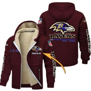Baltimore Ravens NFL Lamb Fleece Thick Coat NFL44010725335, Gift For Fan Baltimore Ravens - Burgundy