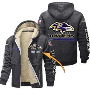 Baltimore Ravens NFL Lamb Fleece Thick Coat NFL44010725335, Gift For Fan Baltimore Ravens - Dark Gray