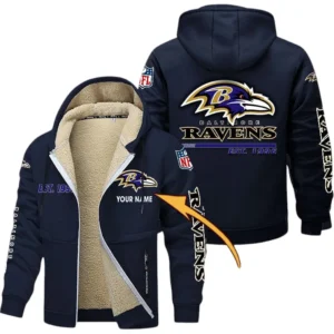 Baltimore Ravens NFL Lamb Fleece Thick Coat NFL44010725335, Gift For Fan Baltimore Ravens - Navy Blue