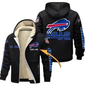Buffalo Bills NFL Lamb Fleece Thick Coat NFL44010725336, Gift For Fan Buffalo Bills - Black