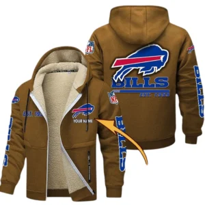 Buffalo Bills NFL Lamb Fleece Thick Coat NFL44010725336, Gift For Fan Buffalo Bills - Brown