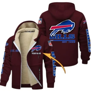 Buffalo Bills NFL Lamb Fleece Thick Coat NFL44010725336, Gift For Fan Buffalo Bills - Burgundy