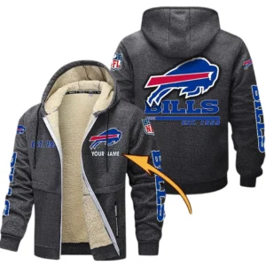 Buffalo Bills NFL Lamb Fleece Thick Coat NFL44010725336, Gift For Fan Buffalo Bills - Dark Gray
