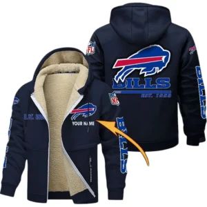 Buffalo Bills NFL Lamb Fleece Thick Coat NFL44010725336, Gift For Fan Buffalo Bills - Navy Blue