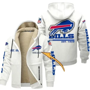 Buffalo Bills NFL Lamb Fleece Thick Coat NFL44010725336, Gift For Fan Buffalo Bills - White