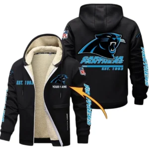 Carolina Panthers NFL Lamb Fleece Thick Coat NFL44010725337, Gift For Fan Carolina Panthers - Black