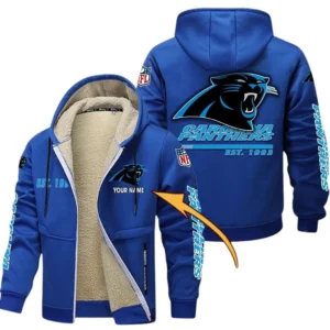 Carolina Panthers NFL Lamb Fleece Thick Coat NFL44010725337, Gift For Fan Carolina Panthers - Blue
