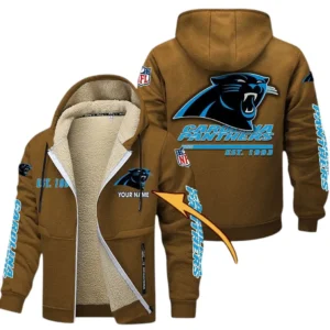 Carolina Panthers NFL Lamb Fleece Thick Coat NFL44010725337, Gift For Fan Carolina Panthers - Brown