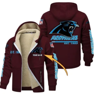 Carolina Panthers NFL Lamb Fleece Thick Coat NFL44010725337, Gift For Fan Carolina Panthers - Burgundy