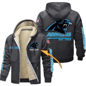 Carolina Panthers NFL Lamb Fleece Thick Coat NFL44010725337, Gift For Fan Carolina Panthers - Dark Gray